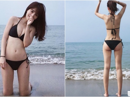遠航正妹空姐！沙灘比基尼大秀「雪白美乳」！絕美屁股蛋「微笑曲線」太極品！