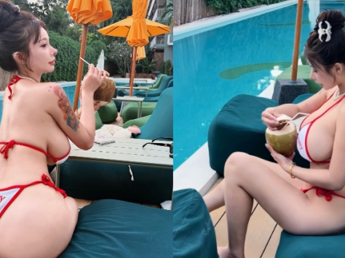 這兩顆櫻桃比椰子大！追風少女《艾妃aifei》稱霸蘇梅島海灘