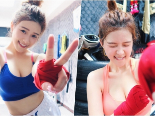 最辣拳擊手！「Ｅ奶正妹」爆乳打拳～上半身「兩座小山」就直接ＫＯ對手了吧！