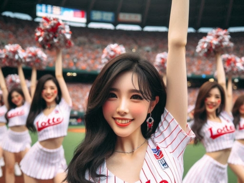 Cheerleaders on the pitch