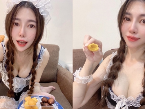 台灣小妖精「雅妮」化身純愛女僕！隔空餵食地瓜球　男粉看了全喊餓