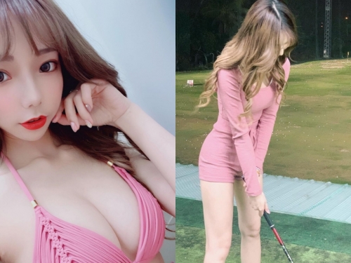 可愛圓臉正妹「啾啾」高爾夫初體驗！「白嫩美腿＋窈宨曲線」讓人想手把手教學