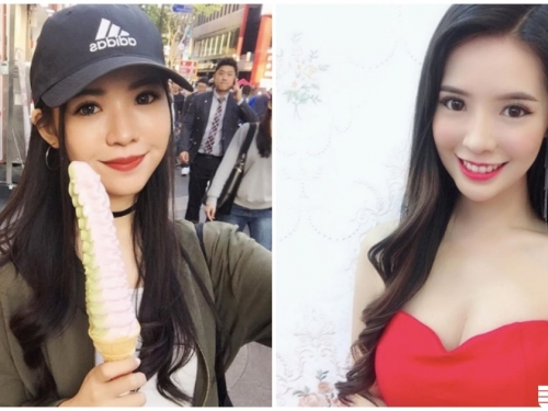美乳正妹吃冰淇淋「畫面超養眼」，穿低胸裝「飽滿視角」更是辣到極點！