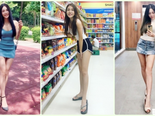 大賣場驚見「白皙美腿妹」身材好逆天！極品高顏值讓人不小心戀愛了…