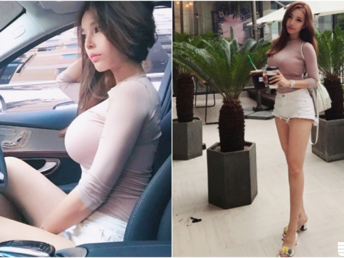 熱褲正妹開車自帶「超亮車頭燈」！極品Ｓ身材好兇猛！想幫她繫安全帶了...