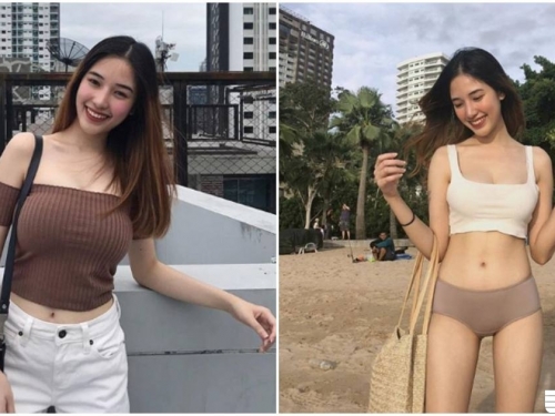 腿部比例超讚！高挑正妹連上圍都豐滿，胸型又大又渾圓！