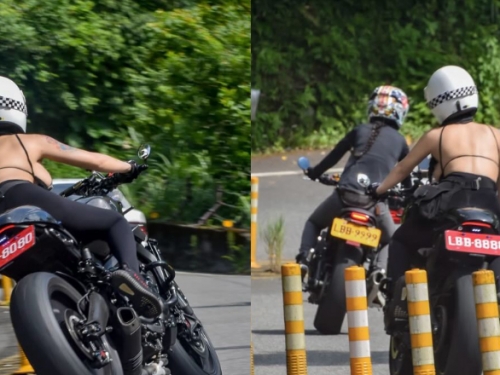美背重機騎士超巨側乳炸出　這會讓用路人無法專心吧？