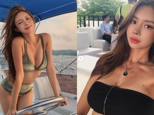 正妹海上大膽放送「深長乳溝」，「性感挑逗姿勢」辣暈你的心！