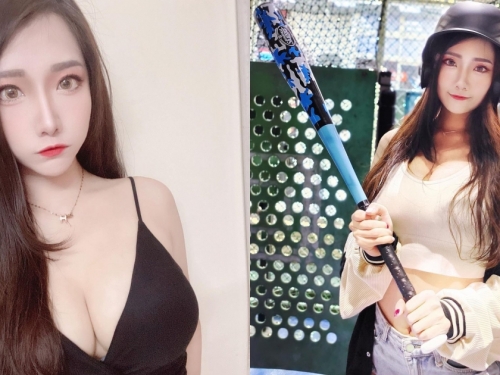 室內打擊場驚見「長髮美乳正妹」熱情揮棒！「豐滿深溝＋白皙細腰」好搶眼～