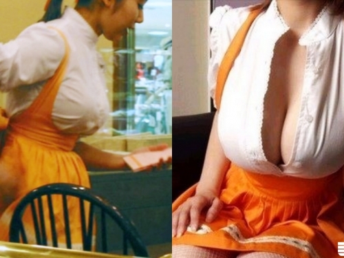 又要殺死處男？麵包店「巨乳女店員」不科學乳量！「奶爆出制服」真的好狂...
