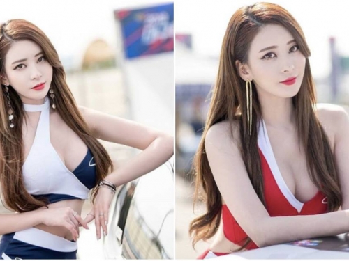 超正！火辣九頭身「爆乳車模」，迷人巨乳加上修長辣腿，魅力無法擋！