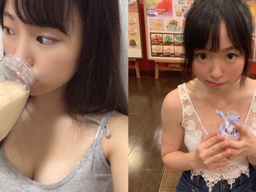 童顏巨乳妹「晴兒」喝奶補奶效果棒　露出大份量奶球展現進補成果