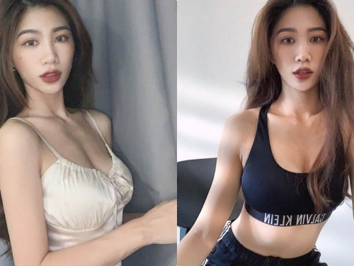 美豔捲髮妹Chienwei「火辣小蠻腰外露」，側面看還有「超深一條溝」！
