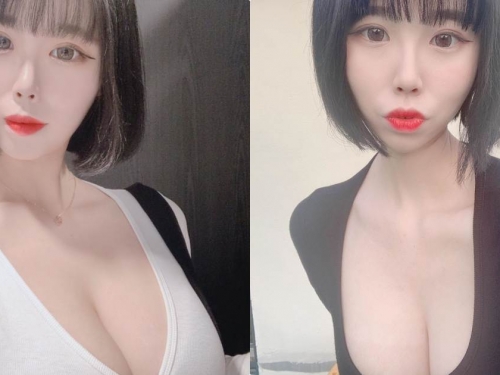 釜山短髮巨乳妹「胸前份量好驚人」，大U領衣「雪白畫面」太吸睛！