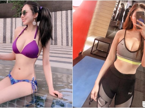 天氣冷也要很辣～「美乳長腿妹」紫色比基尼太惹火，私下運動健身也超性感呀