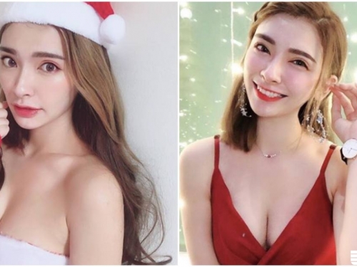 誘人的聖誕禮物！正妹「側面酥胸」要溢出，陣陣乳香好回味！