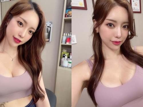正妹美妝師「運動造型太辣了」，渾圓的美胸好豐滿！