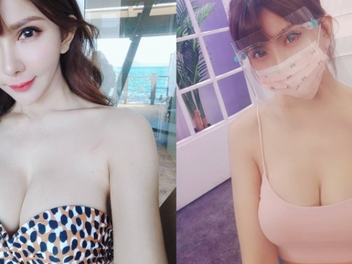 口罩＋面罩也擋不住她的美！長腿尤物 Maggie 事業線搶走目光