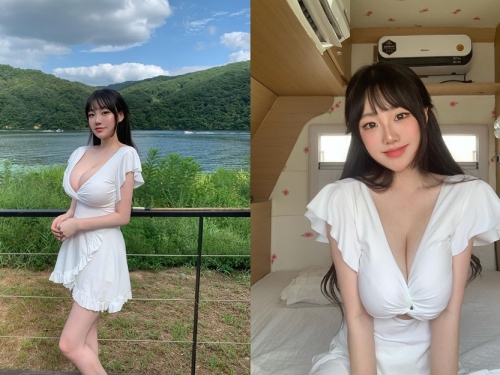 熱愛戶外「大眼爆乳天菜」野外露營飽滿乳彈胸猛炸出　超邪惡人字深溝乳波蕩漾