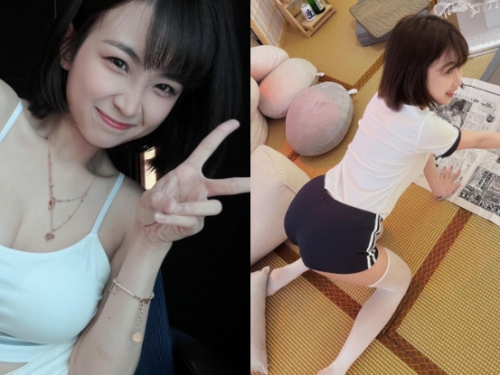 「清甜正妹」跪趴在榻榻米看報，「紙片腰挺翹臀」讓人大飽眼福