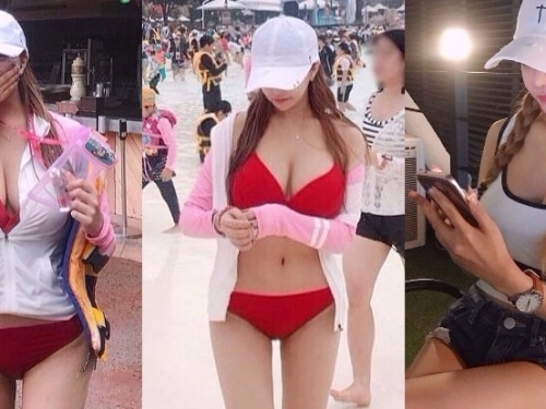 水樂園驚見「超爆乳」正妹！火紅比基尼「包覆不住」快掉出來了...