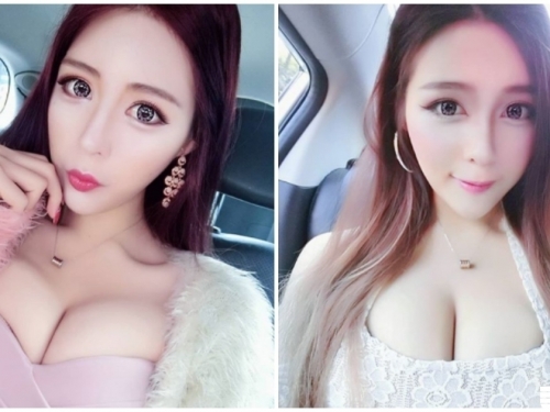 正妹低胸裝「上圍超兇猛」，傲人火辣美乳「事業線超深長」！
