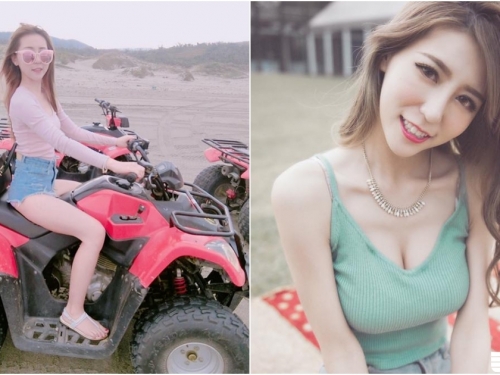 墾丁飆沙驚見「美乳熱褲妹」！正面「渾圓飽滿」超強車頭燈！墨鏡拿下來戀愛啦！