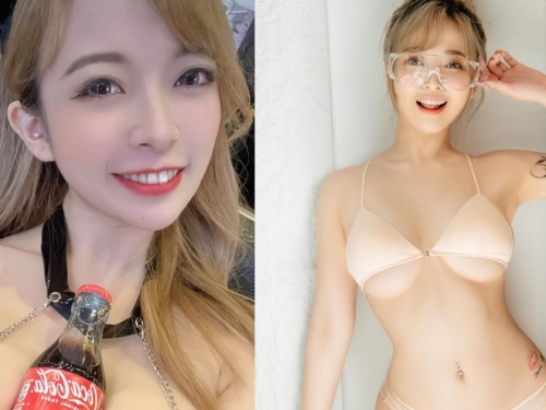 性感小惡魔「嵐芯語」乳夾可樂瓶！「超兇猛H罩杯」網友都想跟她買可樂