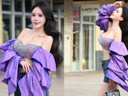 巨乳美姬「姬冰嫣」把Outlet當伸展台，「車燈狂閃」點燃火辣氣場！