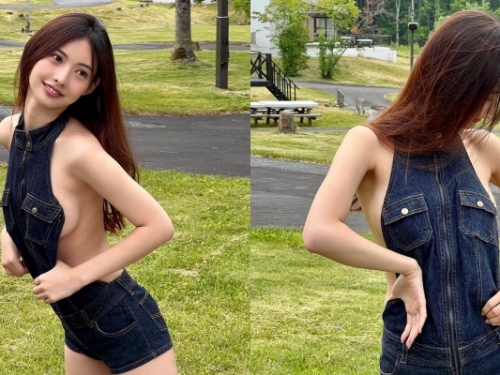23 歲「中日混血正妹」野外「無罩穿搭」太火辣！側身掉出半球引網友狂讚