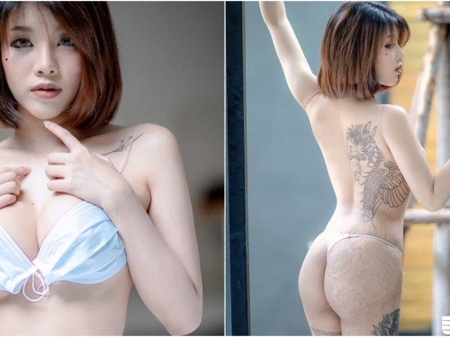 口罩直接當內衣！「短髮大奶妹」特製遮奶招數，背面看過去整片空空！