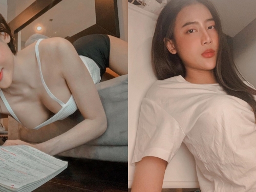 這樣看書有合法嗎？「長髮美胸妹」吊嘎趴床大爆乳，超猛日常原來還是playboy女郎！