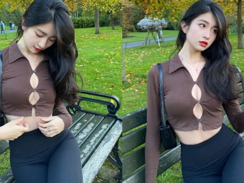 公園驚見「氣質正妹」乳炸襯衫，邪惡溝溝超誘人犯罪！
