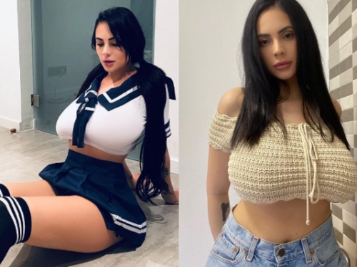 雙手齊上都Hold不住！巨乳妹「航母級肉彈」發威…上衣緊繃到快炸開