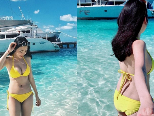 好驚人！長榮「爆奶空姐」乳量開大絕了！海邊曬「飽滿比基尼」畫面超噴火！