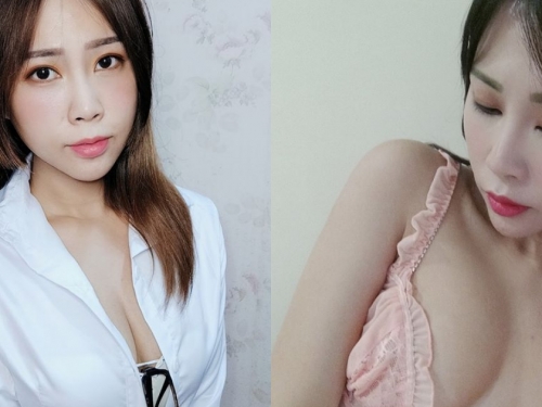性感OL「霜姬Shuang」看似精明能幹，下班回家大解放，粉紅內衣擠奶自拍！