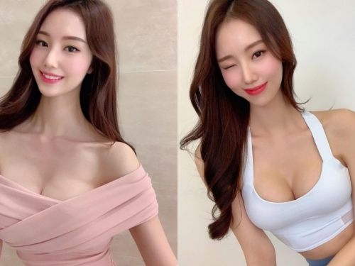 熱愛健身的「氣質美胸正妹」，運動時的「養眼曲線」超爆乳！