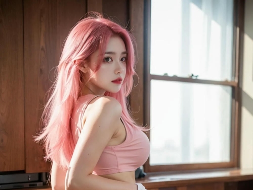 ★PATREON★ AI_KAORI - Pink-Haired Beauty in Pink Outfit - Part 2