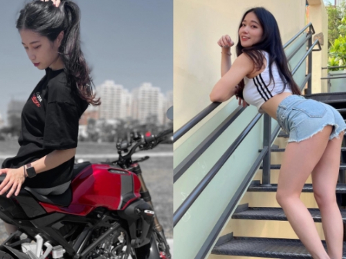 「檔車女孩」頂出蜜臀秒現「蜜汁大腿」，換上比基尼讓粉絲驚嘆：「超會藏！」