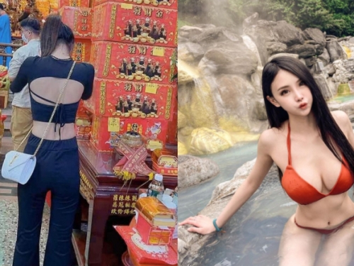 廟裡拜拜遇見美背正妹「瑜寶寶」虔誠上香　火辣身材無法忽視