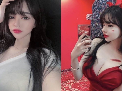 捕獲萬聖裝超辣紅衣魔女「손민경」，渾圓上圍快炸裂，好讓人著迷啊！