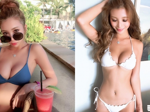 這個守不住啦！海灘辣妹「比基尼失守」，胸部太大「飽滿南半球」直接從比基尼溢出！