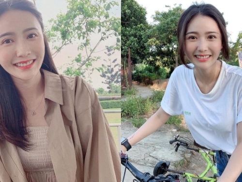 動心了！騎單車遇到超甜正妹「張語婕」，T恤下的「飽滿曲線」超兇！