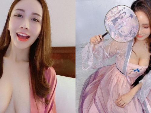 超兇猛漢服正妹！「雪白爆乳」齊胸裙包不住，解開果然「尺寸驚人」！