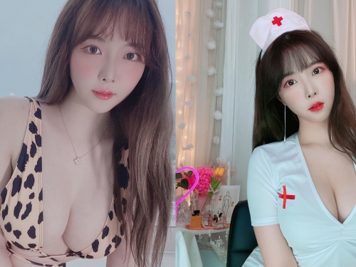 童顏巨乳直播主「이슬이 Seul」化身性感白衣天使　邪惡視角下「深邃事業線」清晰可見