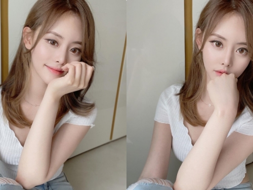 美豔正妹「微捲邊上衣好性感」，「隱約的事業線」讓人著迷！