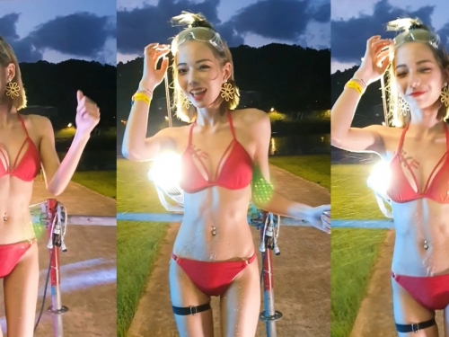 戀愛了！超甜美「啾啾小公主」S2O比基尼解放美體，水槍掃射「濕身熱舞」畫面好養眼！