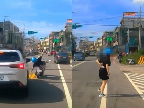 熱褲女騎士遭追撞摔地「路中大翻滾」 起身1動作嚇壞眾人