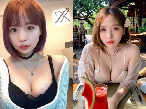 童顏巨乳「DJ mochi」解放核彈乳喝西瓜汁　女友視角炸出「深邃人字溝」畫面被肉色塞滿