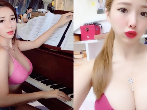 乳浪太強請小心！超狂正妹「比基尼彈鋼琴」爽到路人 經過都想停下敬禮
